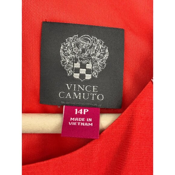 Vince Camuto Floral Knot Front Sleeveless Dress Stretch Red Size 14 Petite NEW - Picture 4 of 8
